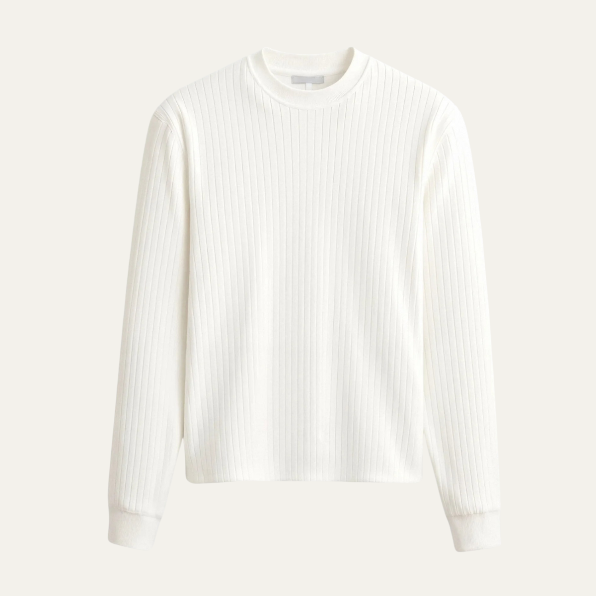 The Cookham Men's White Ribbed Crew Neck Jumper