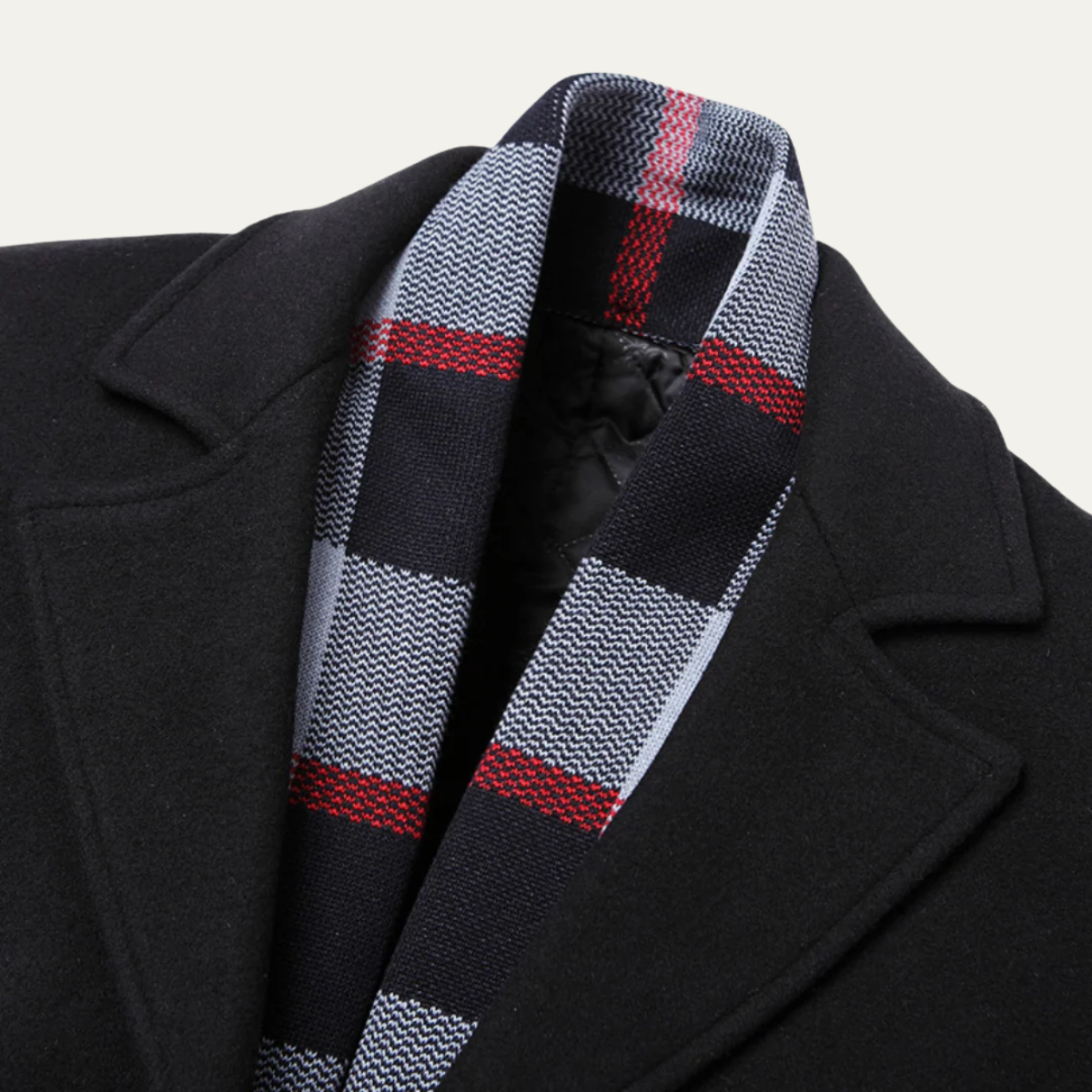 The Knightsbridge Men's Luxury Wool Overcoat - With Elegant Scarf Detail