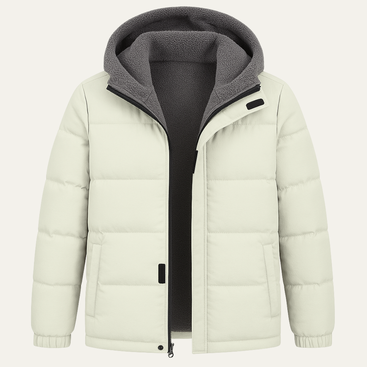 The Kirkwall Men's Hooded Zip Up Puffer Jacket with Fleece Lining  – White