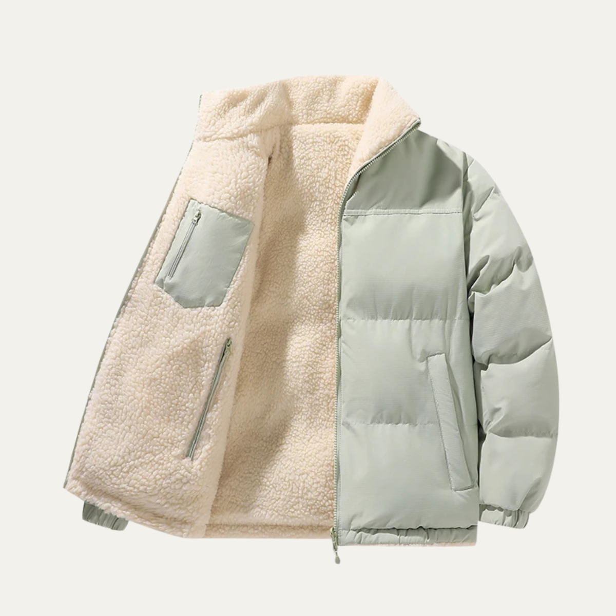 The Porto Ercole Men's Reversible Sherpa Zip Up Fleece Parka Jacket