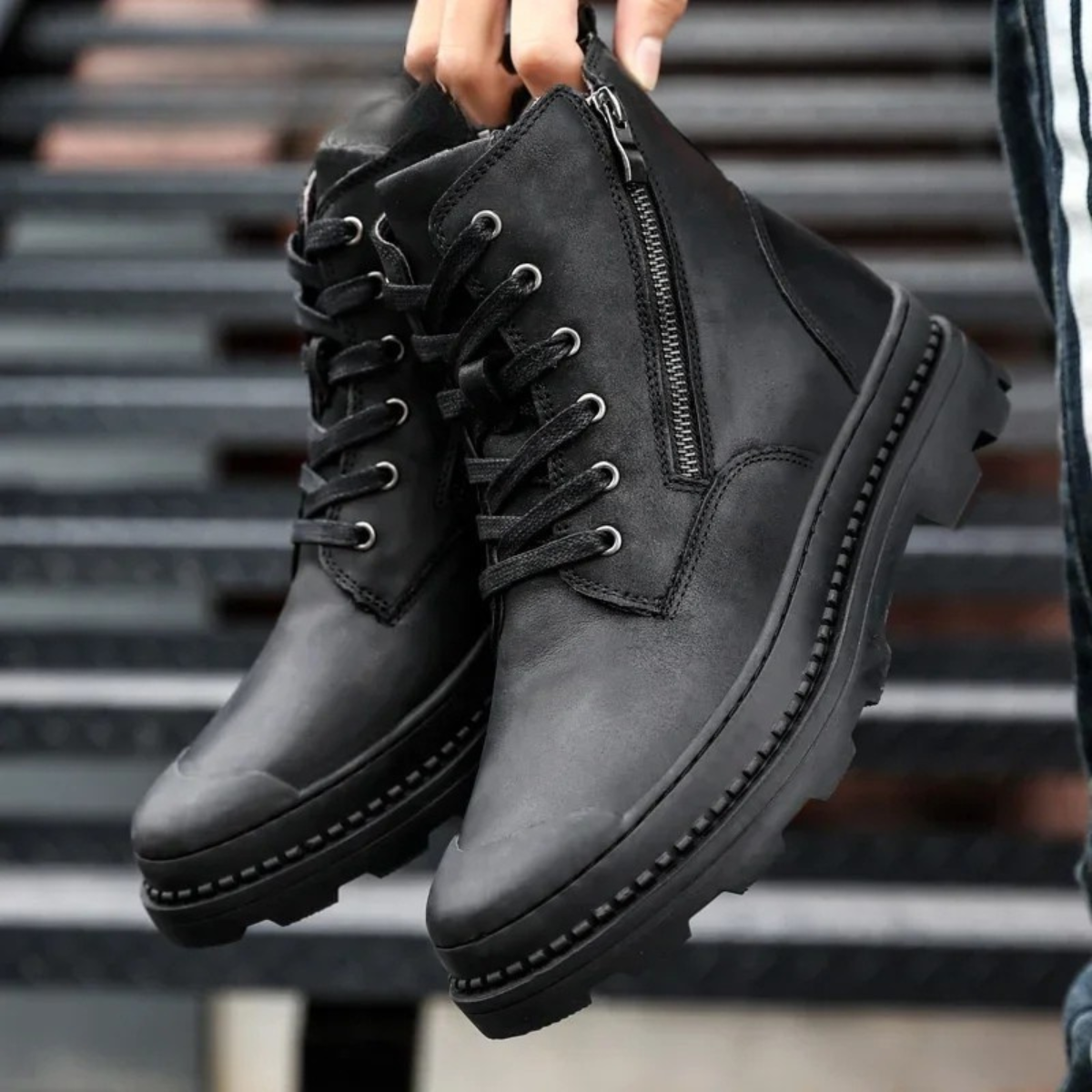 The Windsor Men’s Zip Lace Up Leather High Top Work Boots