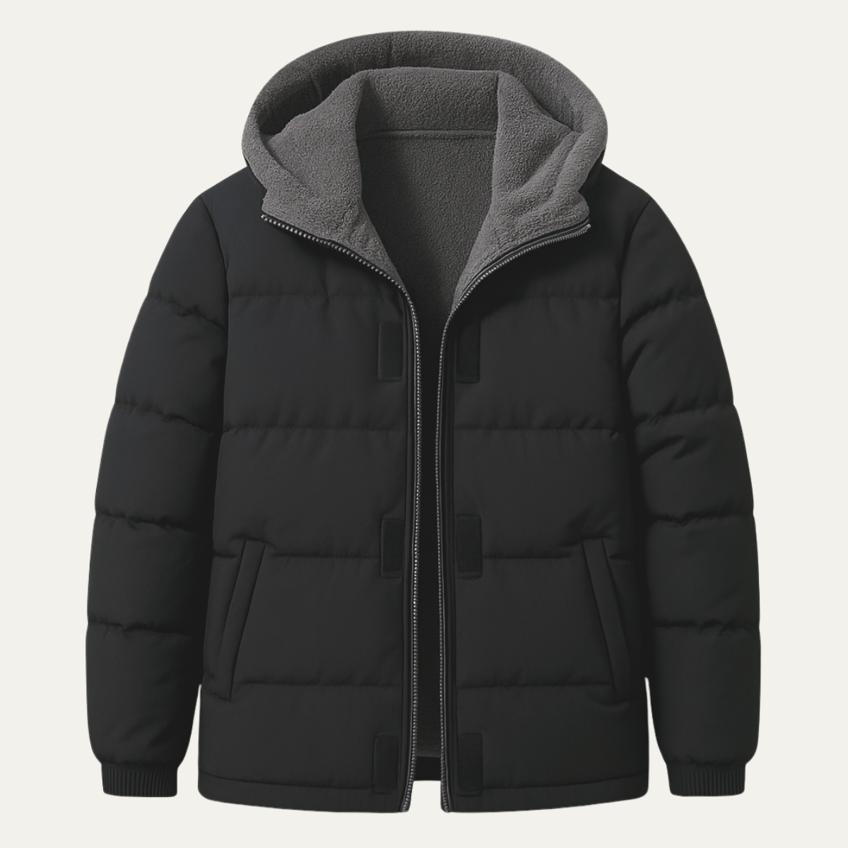 The Aviemore Men's Hooded Zip Up Puffer Jacket with Fleece Lining  – Black