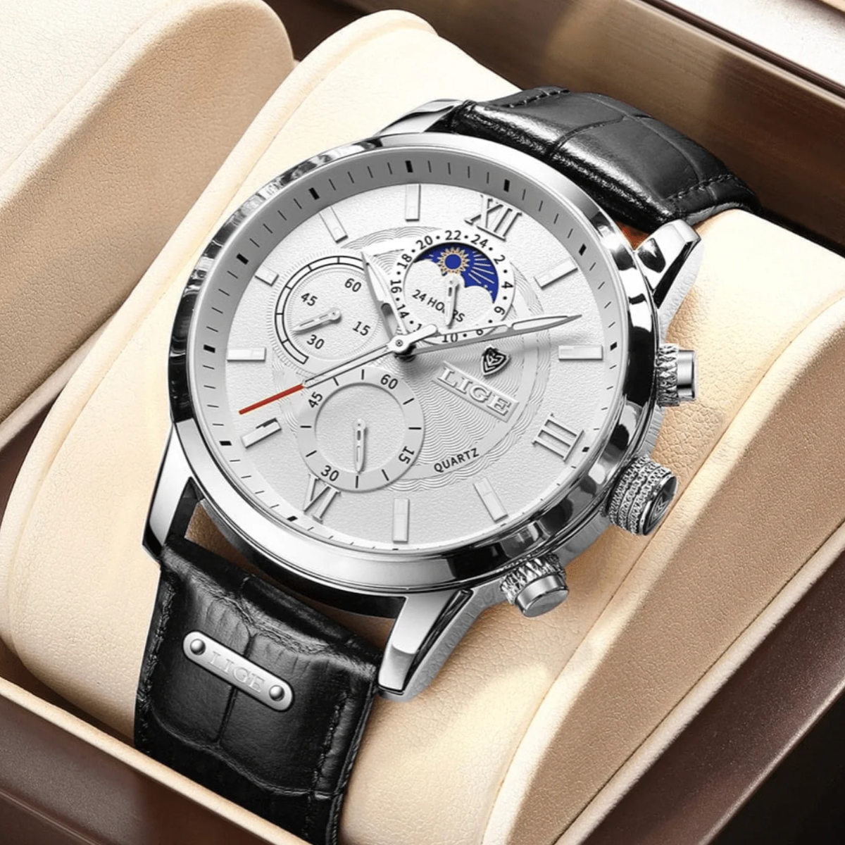 The Geneva Men's Luxury Quartz Chronograph Watch – Premium Leather Strap