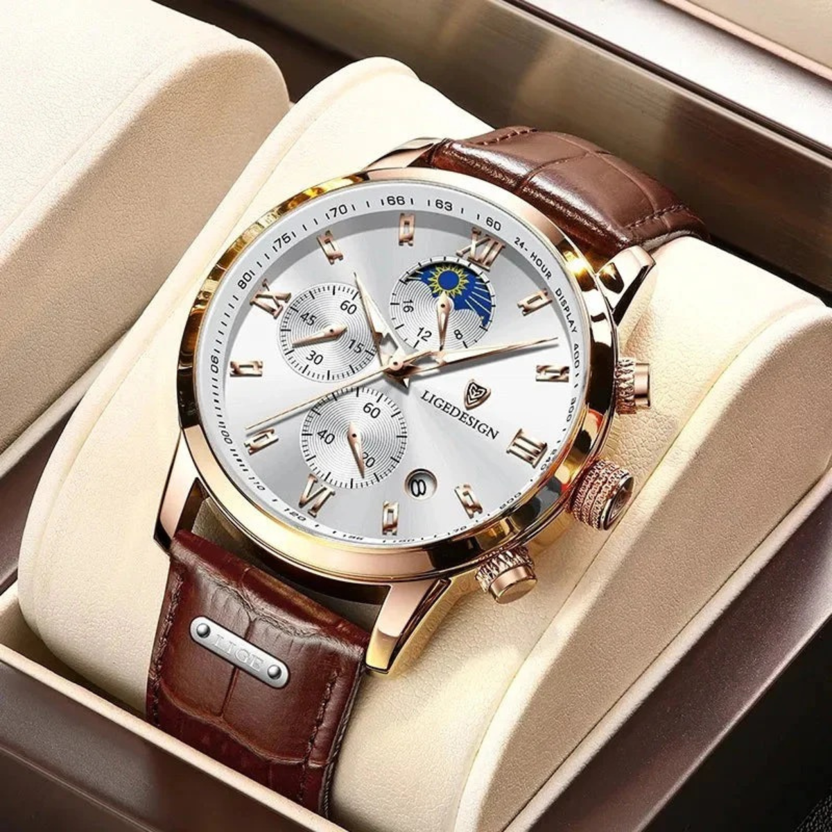 The Geneva Men's Luxury Quartz Chronograph Watch – Premium Leather Strap