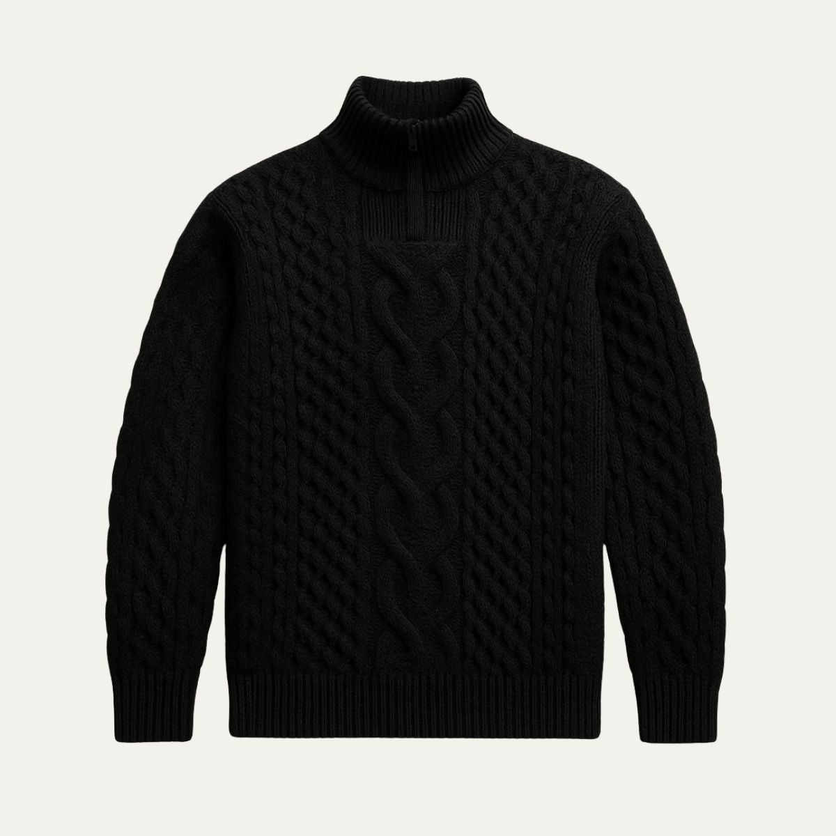 The Dublin Quarter Zip Wool Cable Knit Jumper for Men