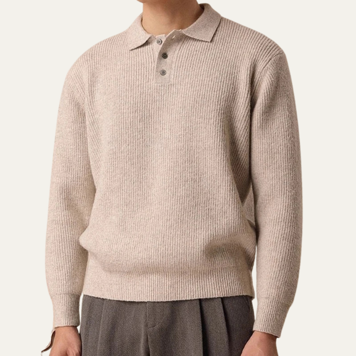 The Brecon Men’s Fall Winter Thick Knitted Polo Jumper