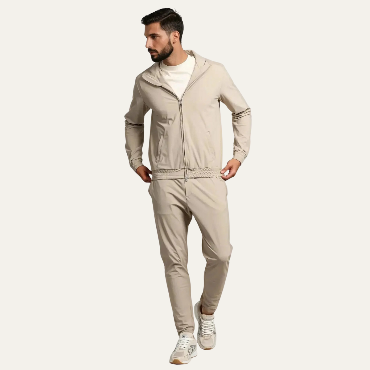 The Champagne Beige Luxury Men’s Modern Co Ord Lounge Wear Set