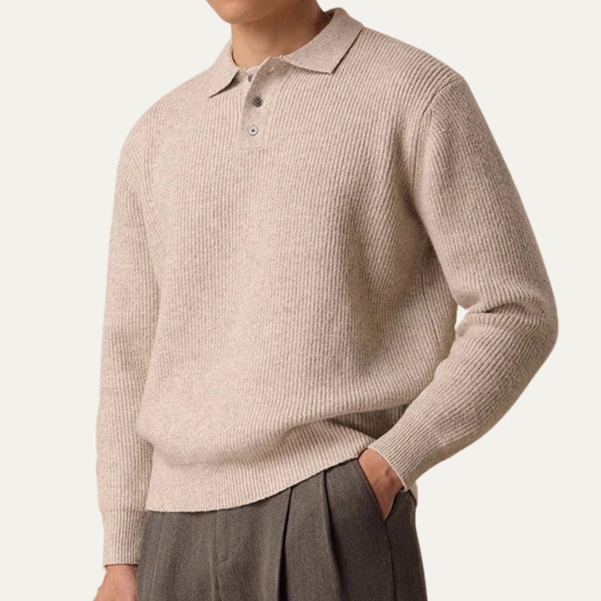 The Brecon Men’s Fall Winter Thick Knitted Polo Jumper