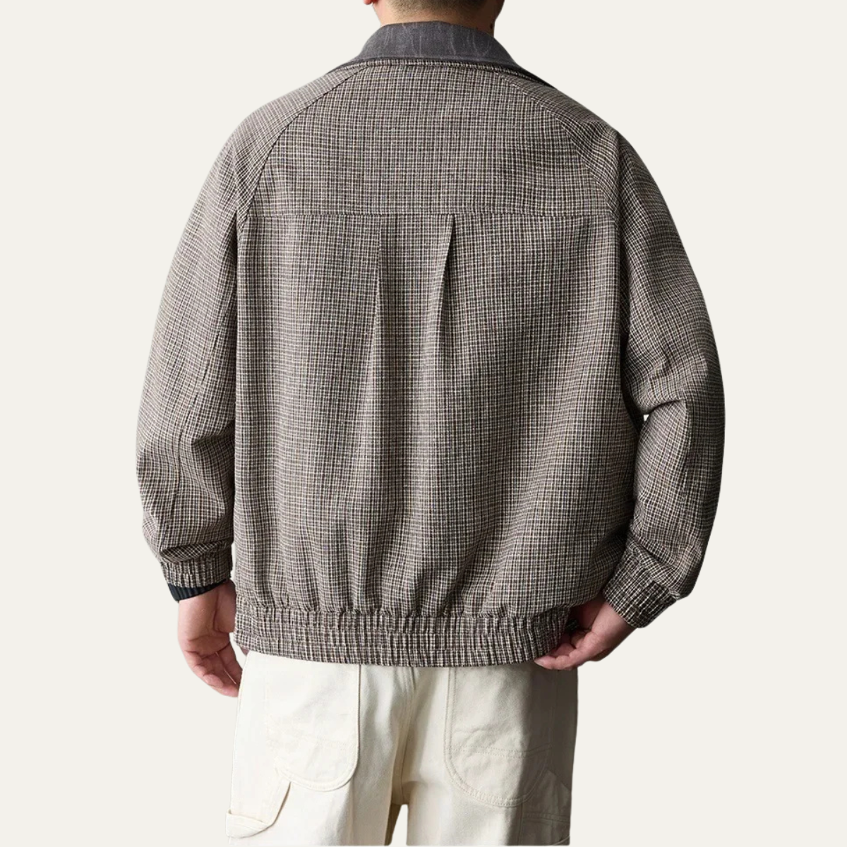 The Montmartre Men’s Casual Zip Up Loose Fit Plaid Jacket