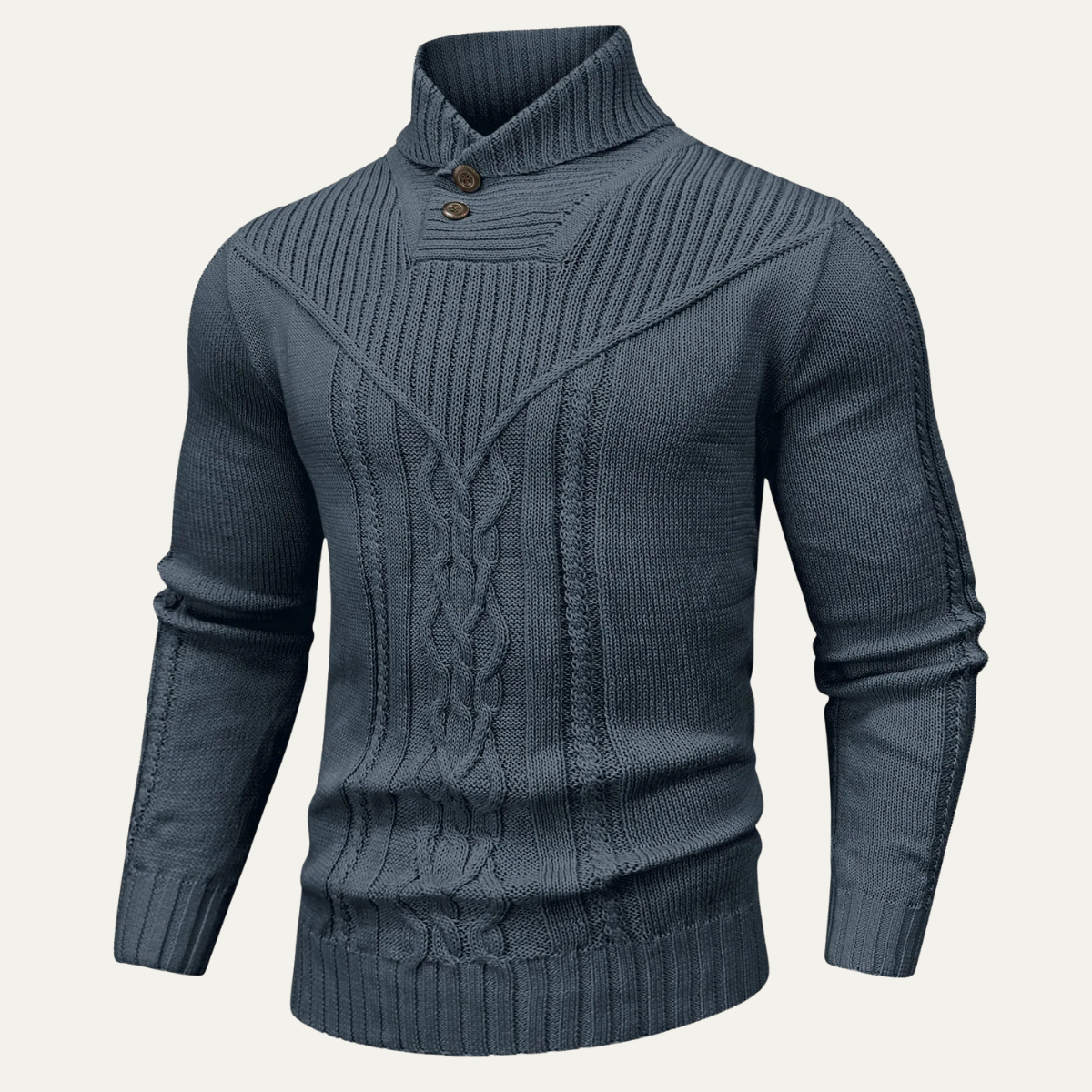The Stockbridge Men’s Ribbed Knit Button Neck Winter Jumper