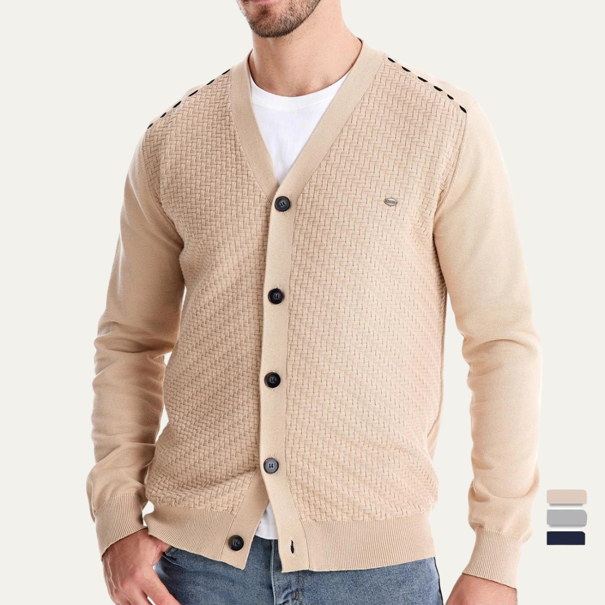 The Dulwich Men's Casual V Neck Button Up Knit Cardigan