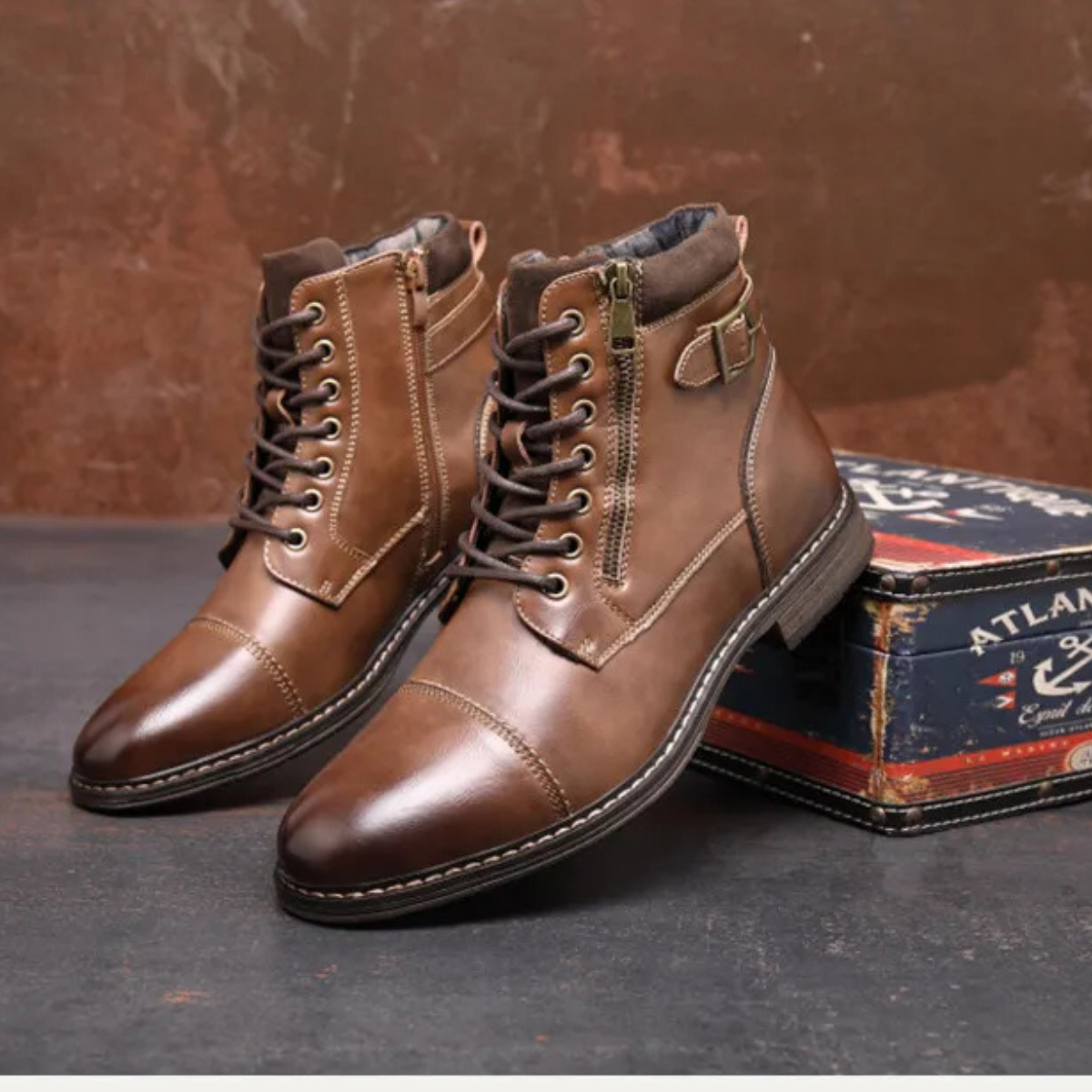 The Brescia Men’s Casual Vintage Leather Ankle Boots