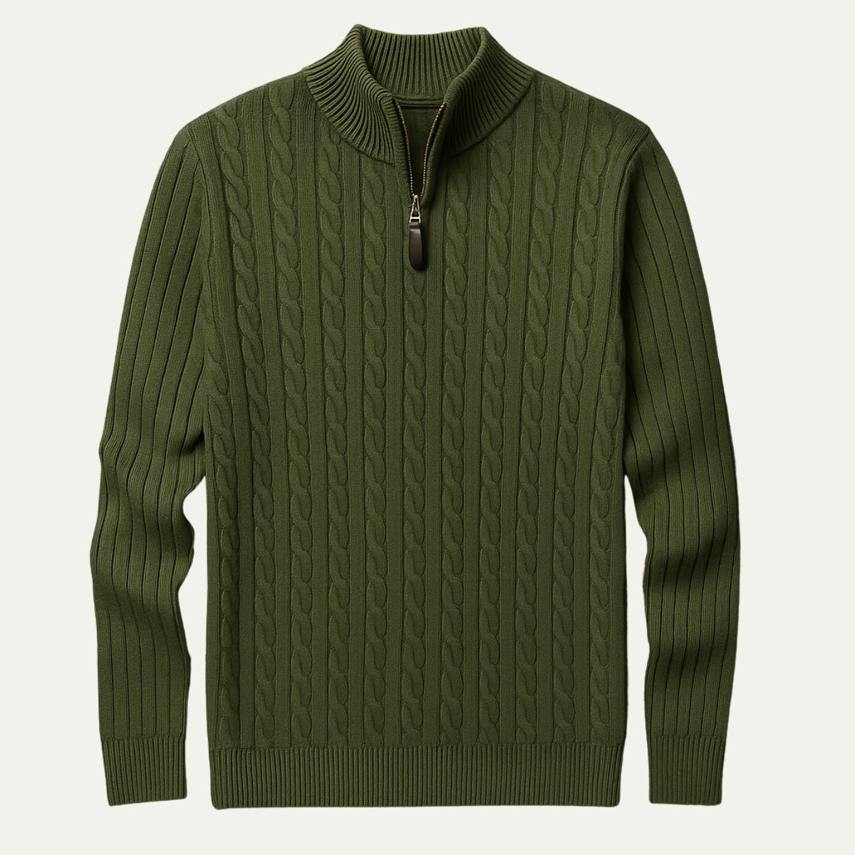 The Wells Cable-knit Quarter Zip Jumper