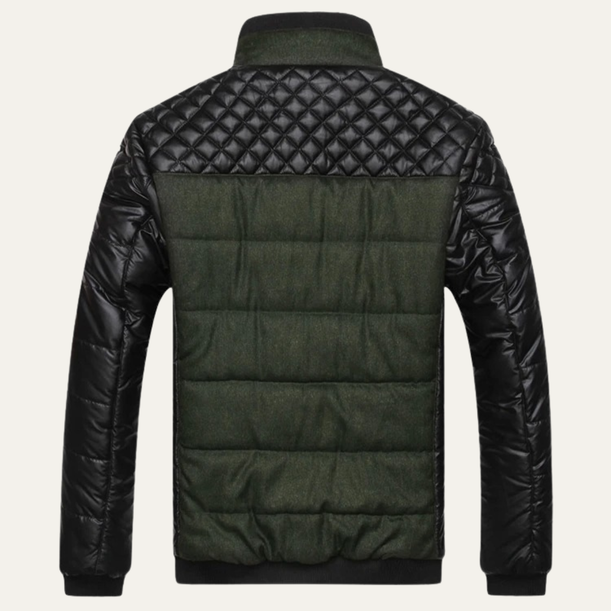 The Roma Men's Quilted Leather Padded Jacket with Stand Collar
