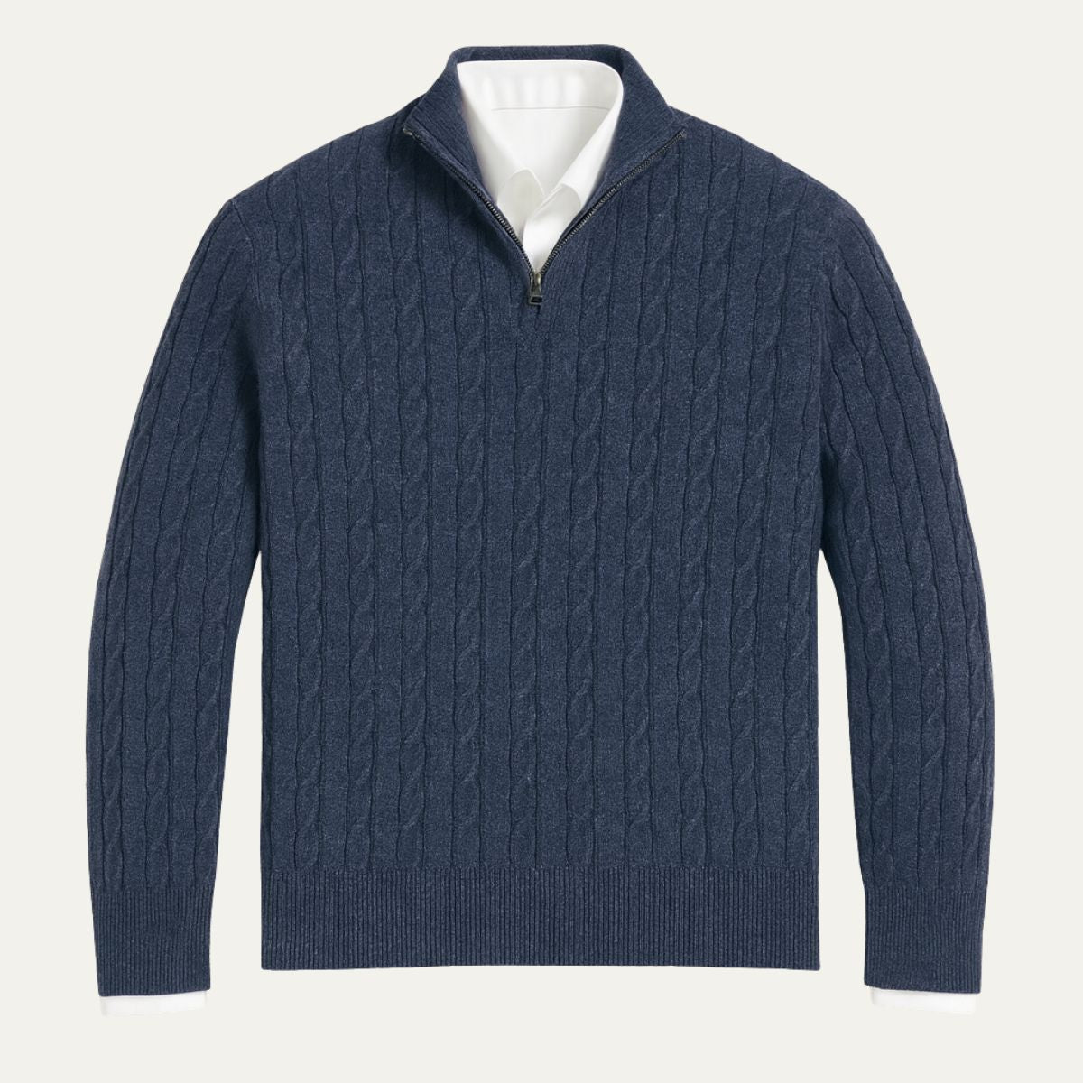 The St. Moritz Cable Knit Zipper Jumper for Men - Old Money Style