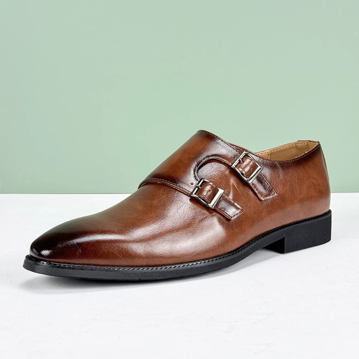 The Chianciano Men’s Leather Double Buckle Strap Dress Shoes