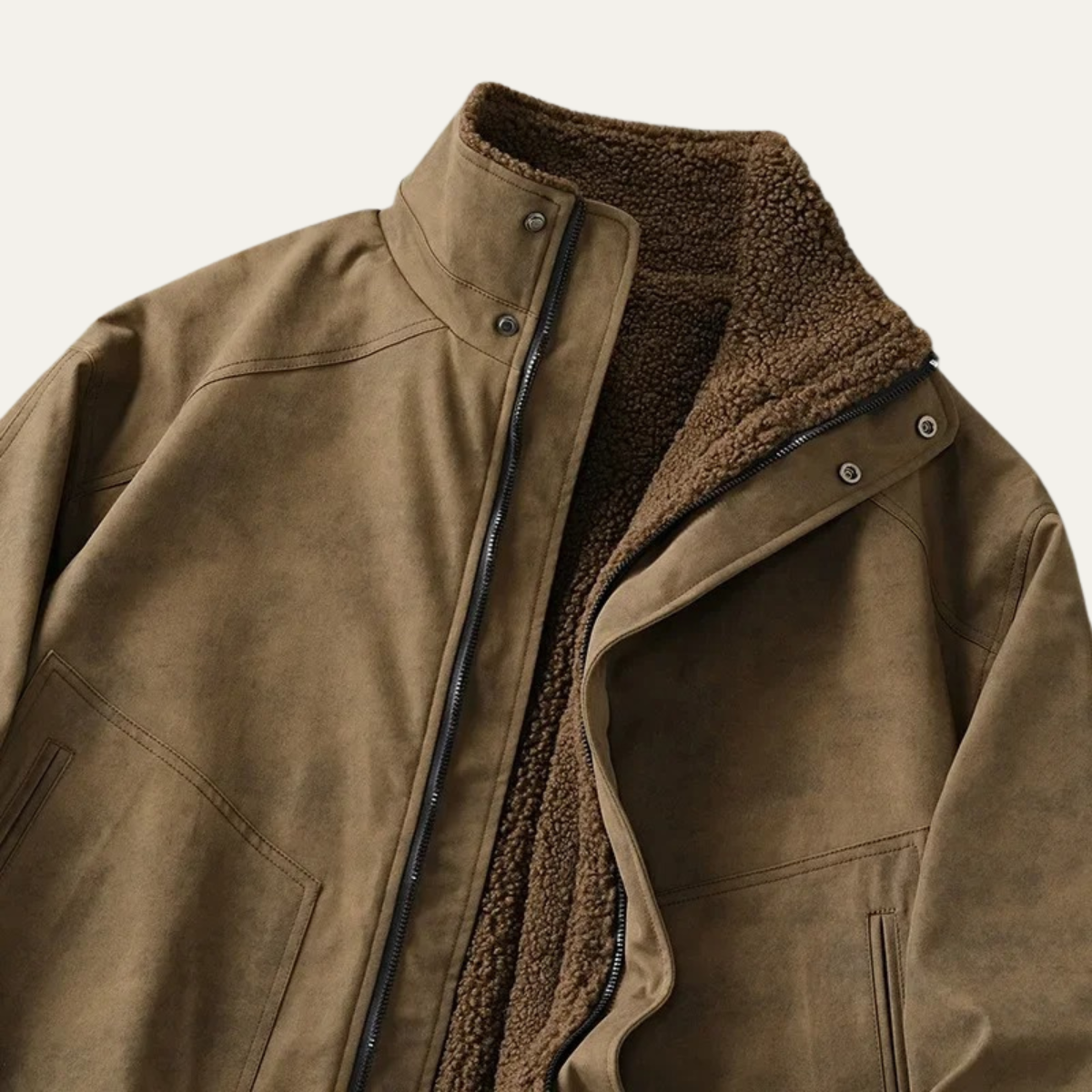 The Sandringham Men’s Warm Fleece Lined Vintage Brown Suede Jacket