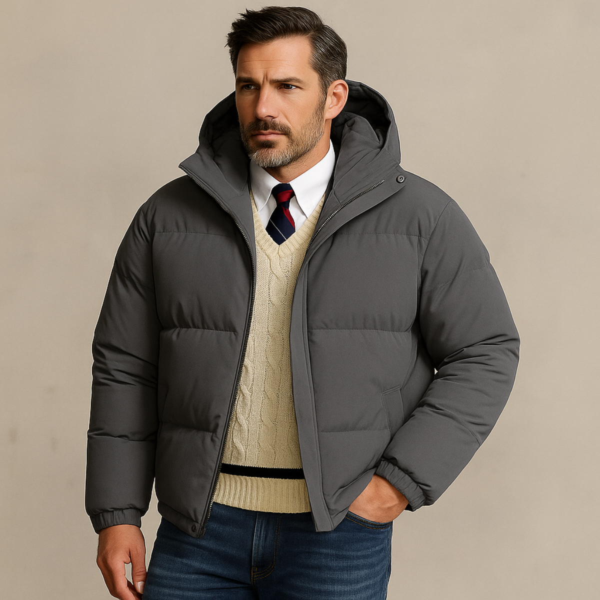 The Hamilton Men's Winter Quilted Puffer Jacket with Hood