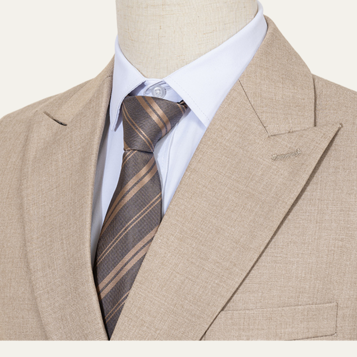 The Peschiera Men's Elegant 2 Piece Slim Fit Suit – Beige Formal Blazer & Trousers Set