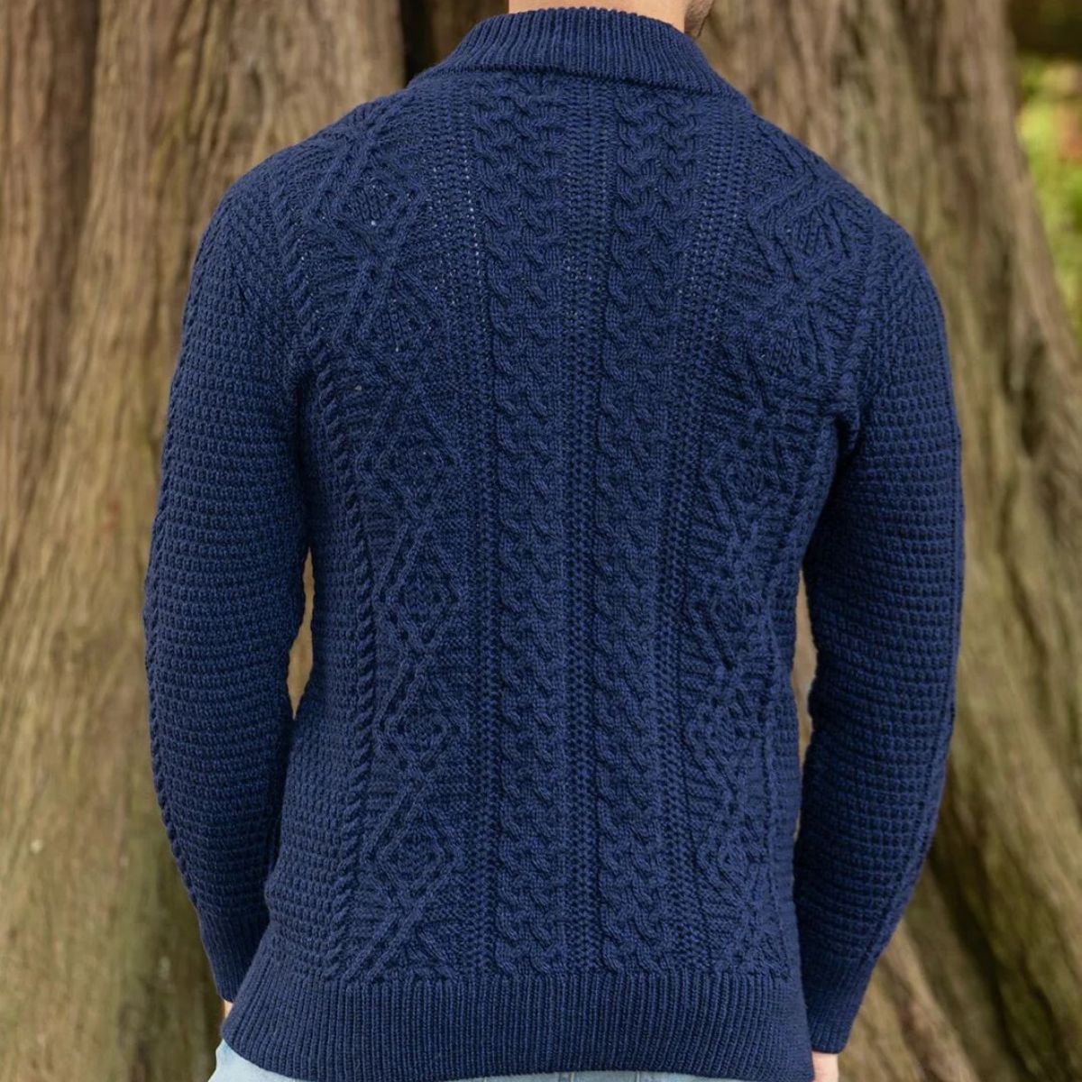 The Galway Cable Knit Full Zip Wool Cardigan for Men