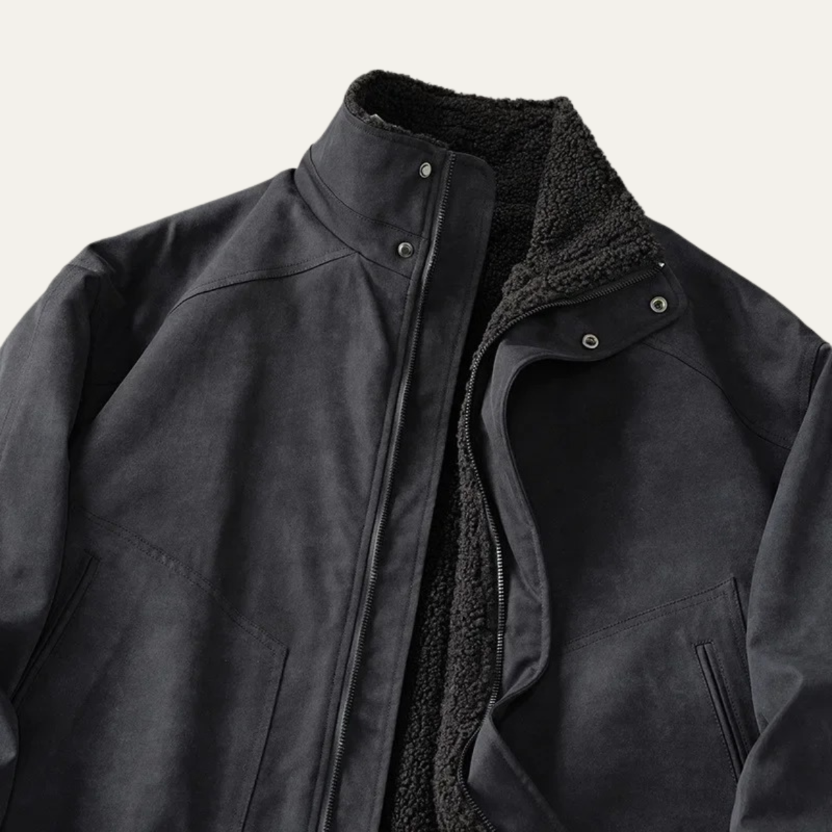 The Blenheim Men’s Warm Fleece Lined Vintage Black Suede Jacket