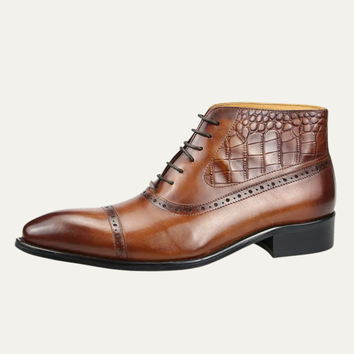 The Modena Men's Pointed Toe Oxford Vintage Ankle Leather Boots