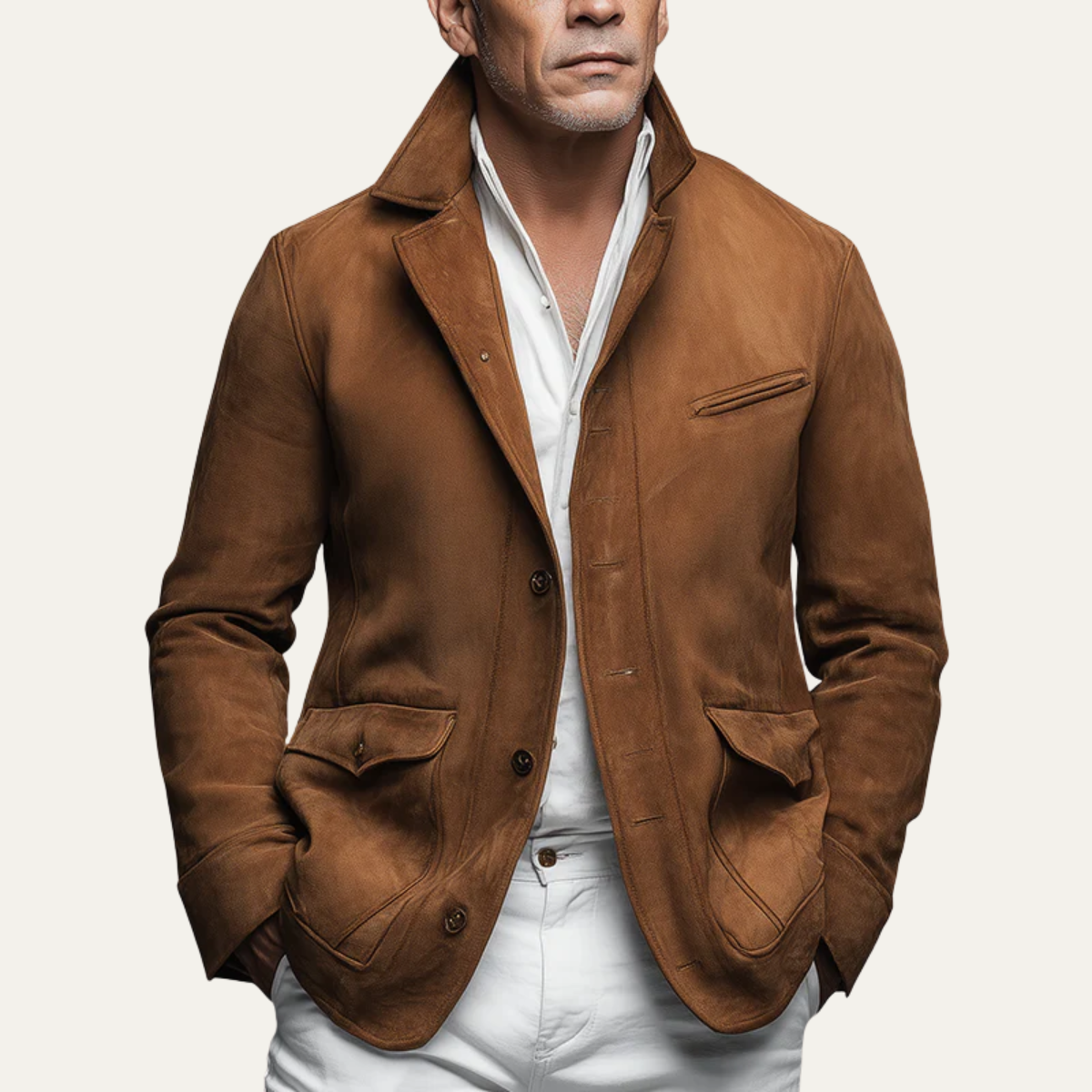 The Glasgow Men’s Brown Suede Blazer Jacket – Smart Business Style