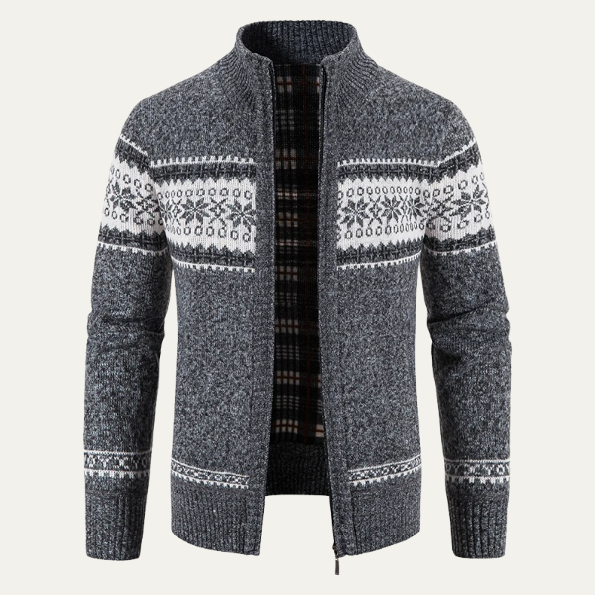 The Castello Men’s Knitted Zip Up Cardigan with Cable Pattern