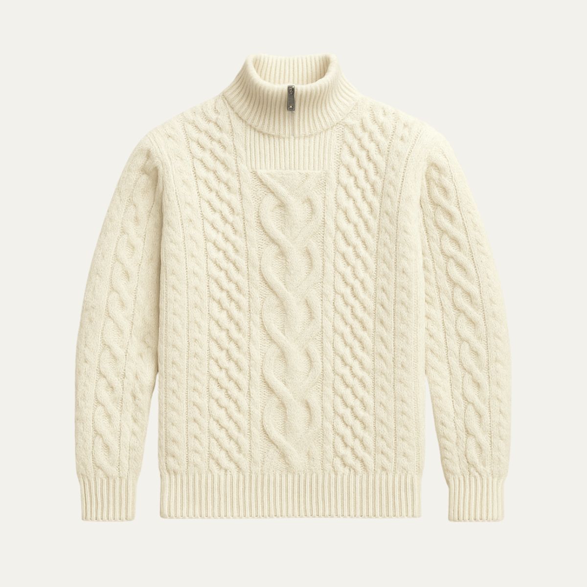 The Dublin Quarter Zip Wool Cable Knit Jumper for Men