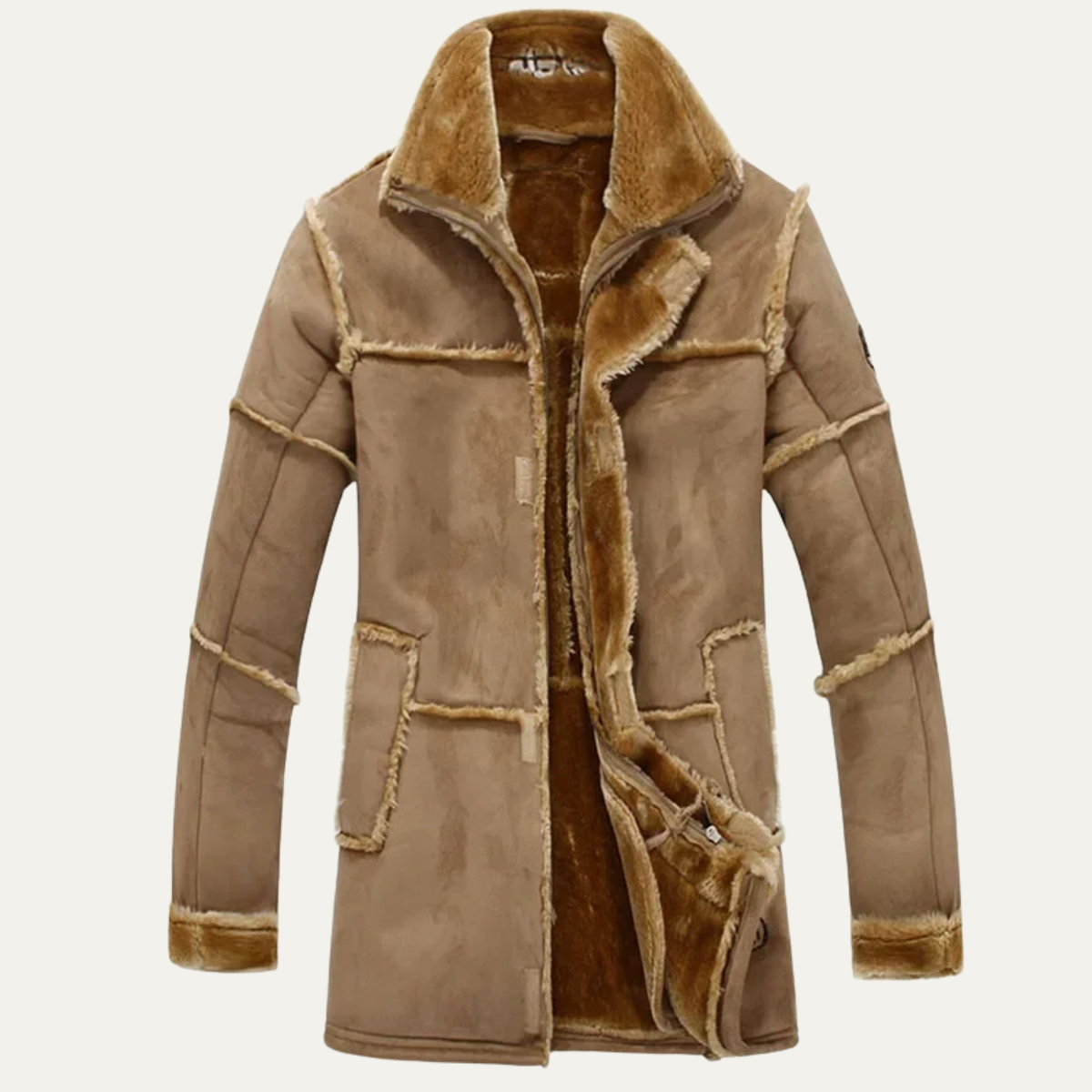 The Castelrotto Men’s Warm Winter Shearling Lined Suede Leather Jacket