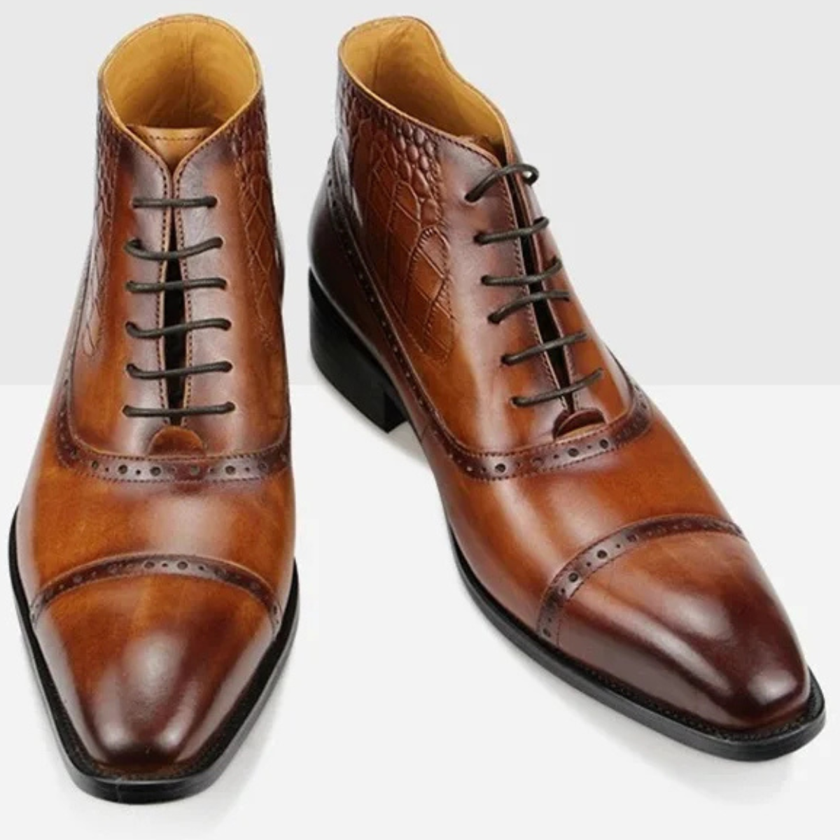 The Modena Men's Pointed Toe Oxford Vintage Ankle Leather Boots