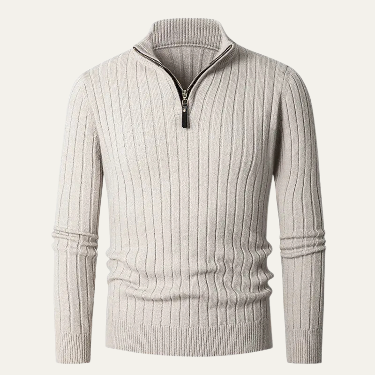 The Ragusa Men&#39;s Ribbed Knit Stand Collar Slim Fit Half Zip Jumper