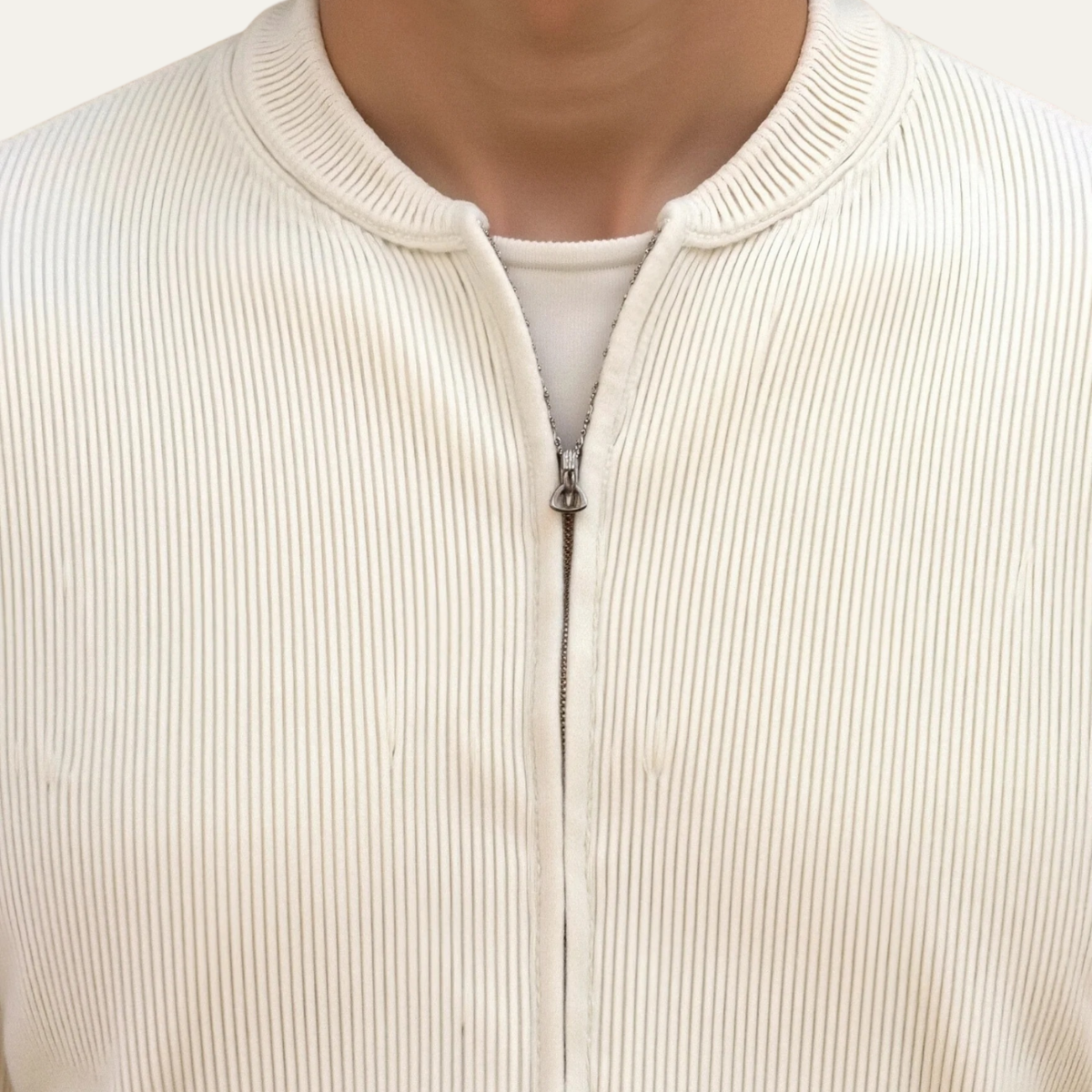 The Maidstone Men’s Beige Zip Up Knitted Lightweight Cardigan