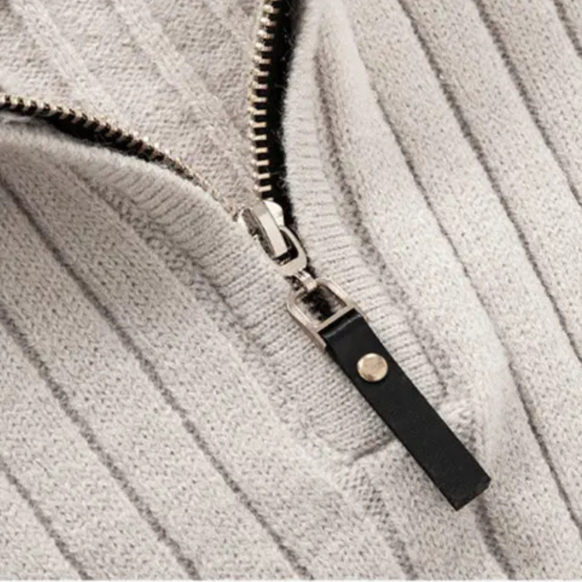 The Ragusa Men's Ribbed Knit Stand Collar Slim Fit Half Zip Jumper