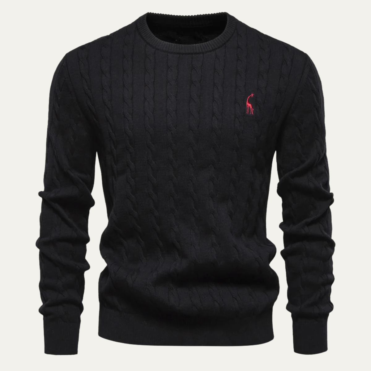 The Chesterfield Men’s Embroidered Crew Neck Cable Knit Jumper