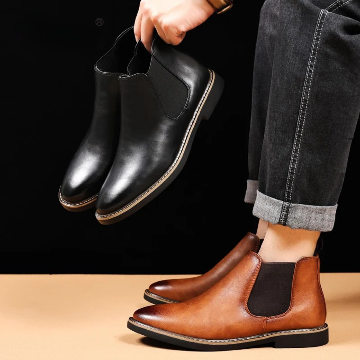 The Bergamo Men’s Slip On Vintage Leather Chelsea Boots