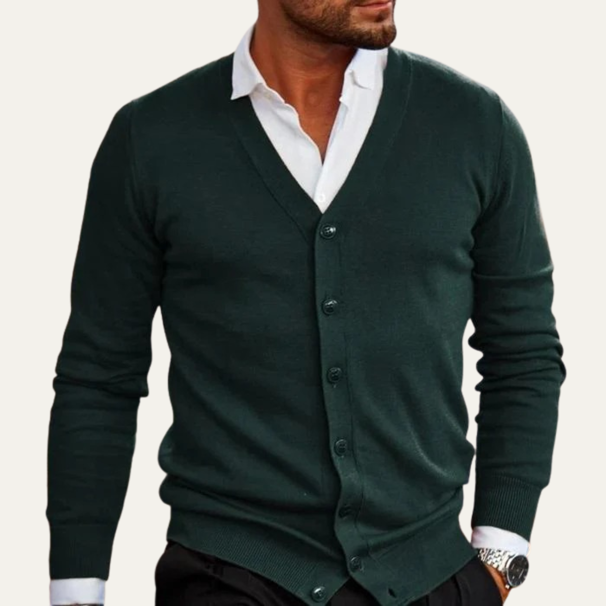 The York Men's Elegant Knit Cardigan with Buttons