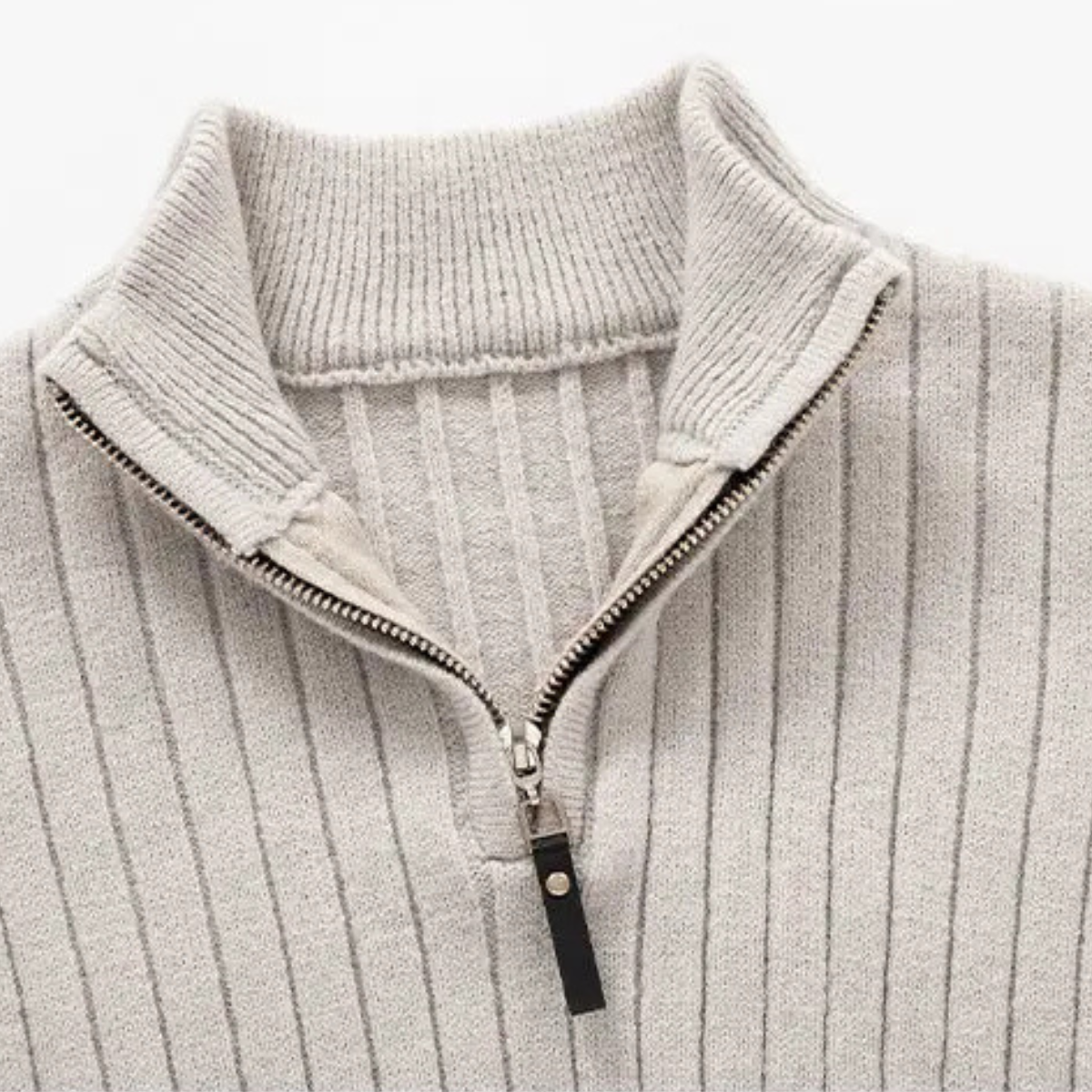 The Ragusa Men's Ribbed Knit Stand Collar Slim Fit Half Zip Jumper