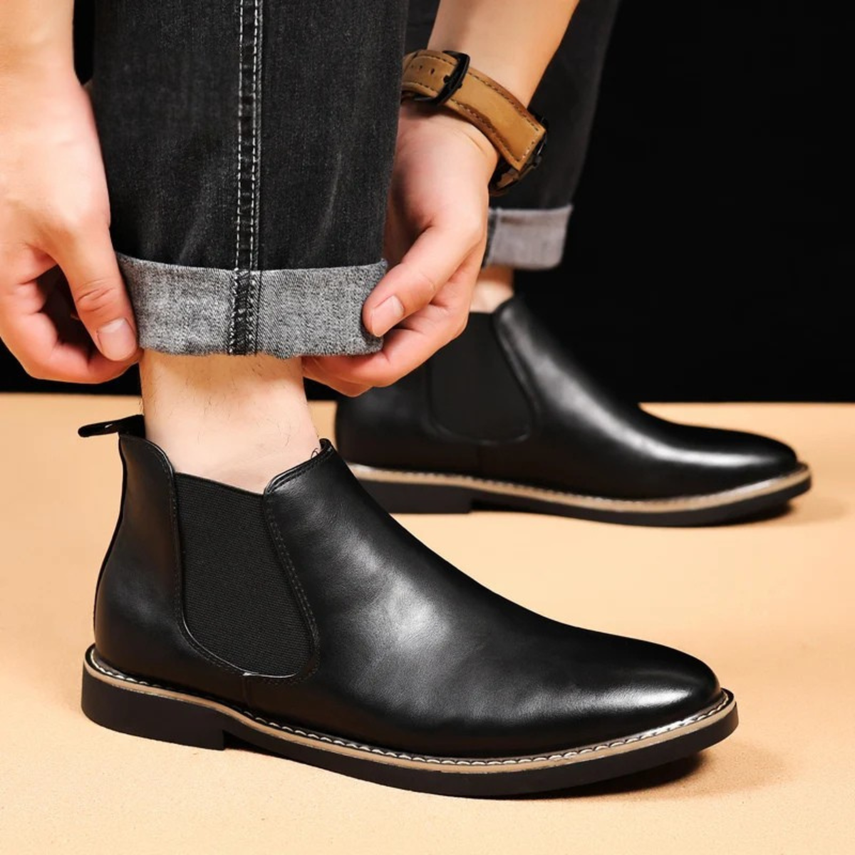 The Bergamo Men’s Slip On Vintage Leather Chelsea Boots