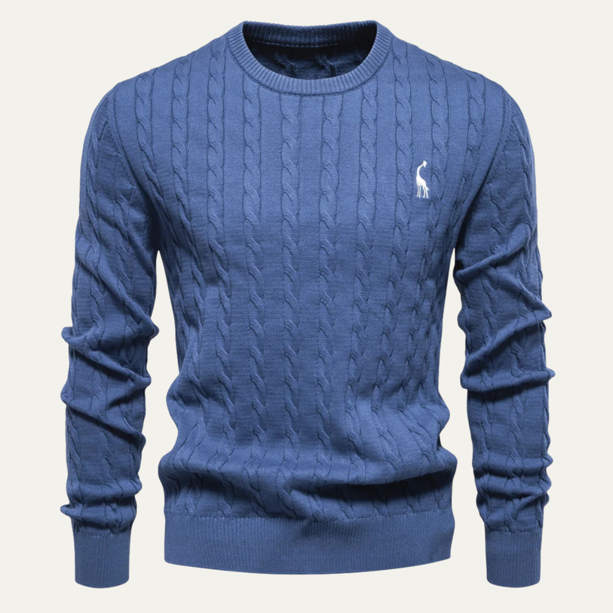 The Chesterfield Men’s Embroidered Crew Neck Cable Knit Jumper
