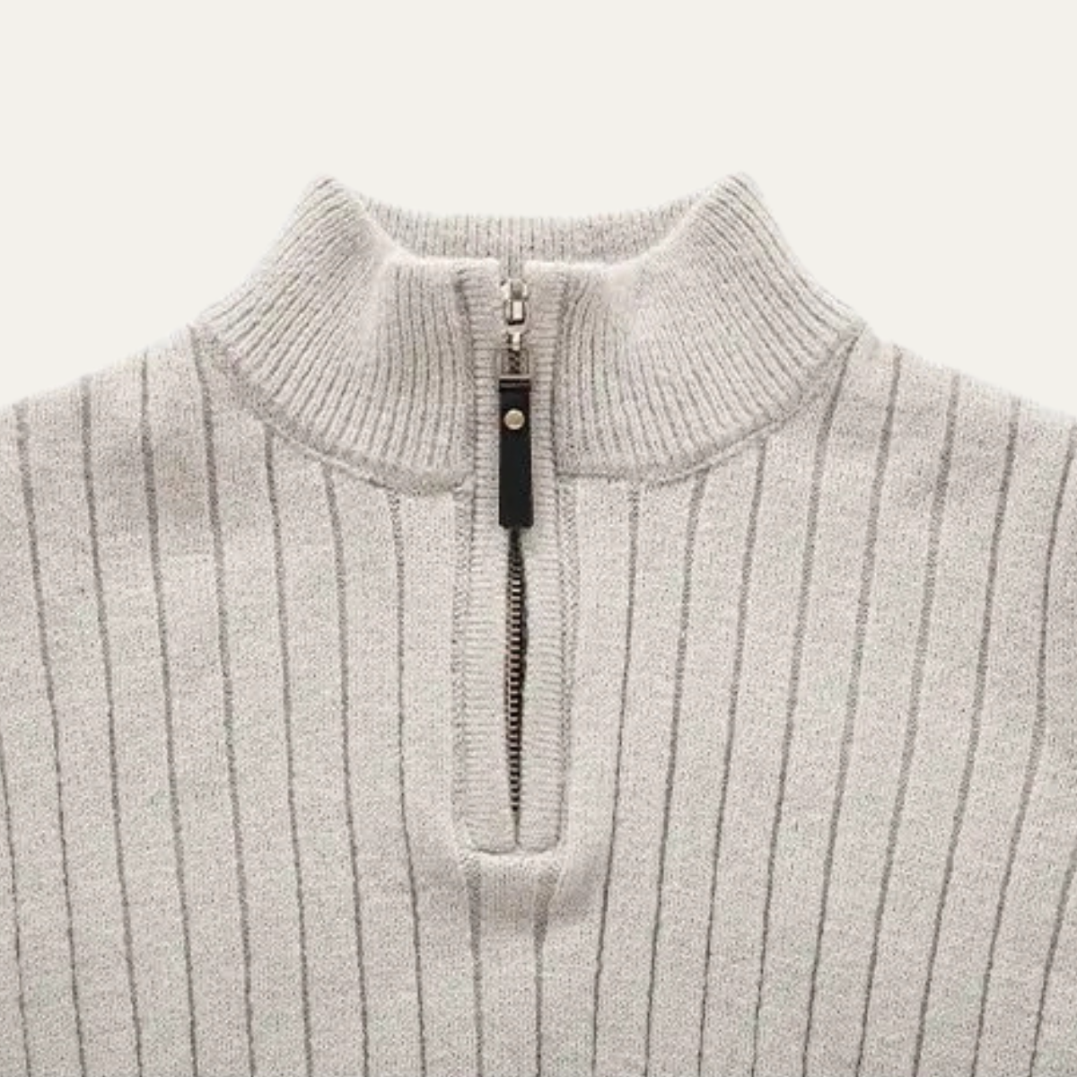 The Ragusa Men's Ribbed Knit Stand Collar Slim Fit Half Zip Jumper