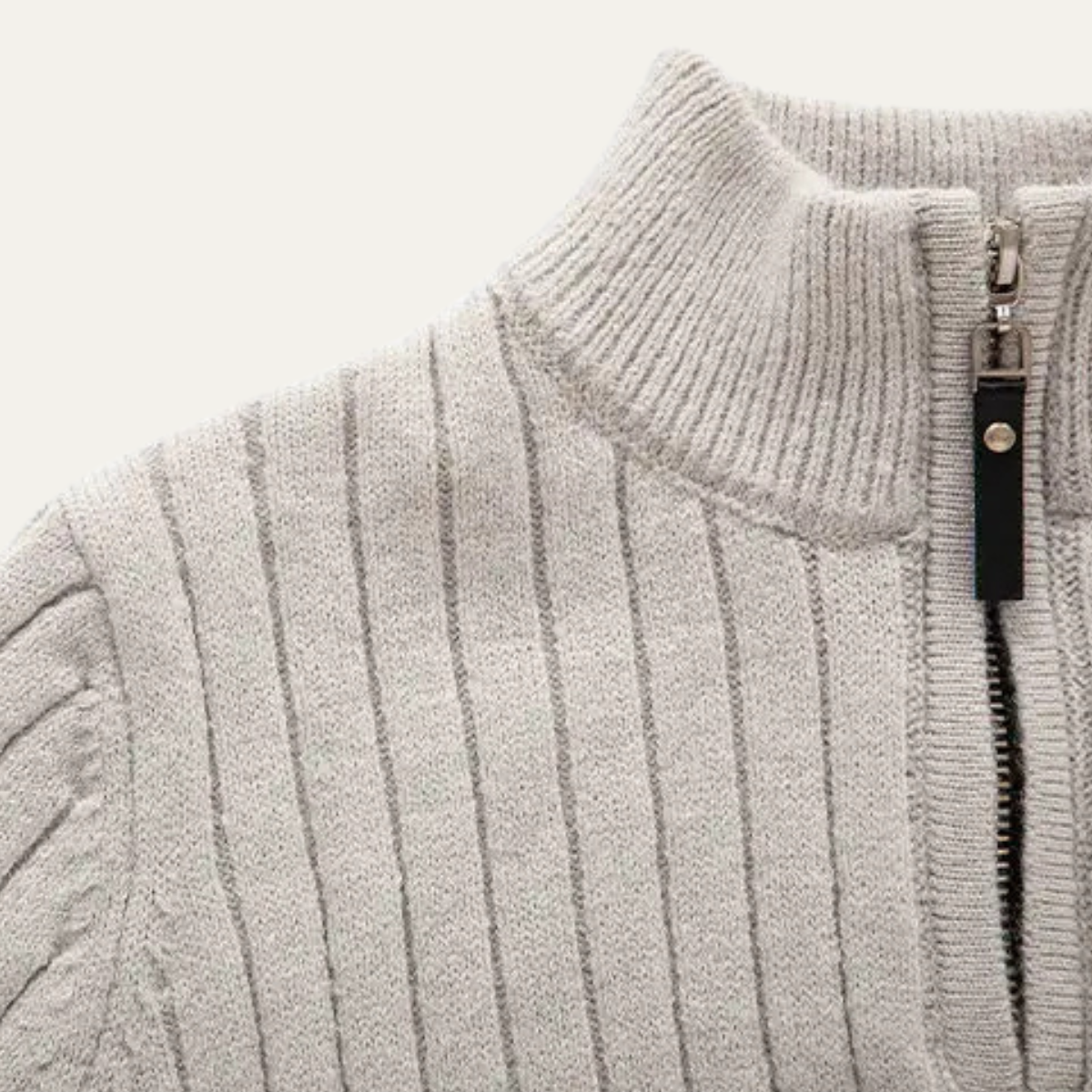 The Ragusa Men's Ribbed Knit Stand Collar Slim Fit Half Zip Jumper