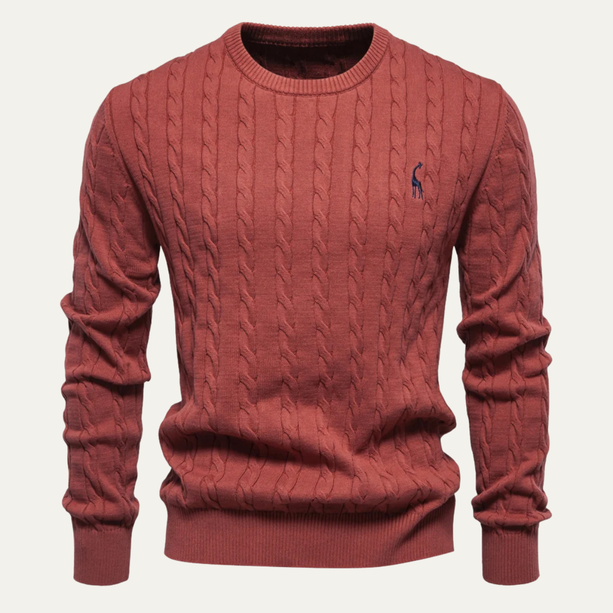 The Chesterfield Men’s Embroidered Crew Neck Cable Knit Jumper