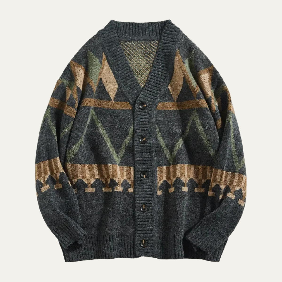 The Redruth Men’s Vintage Geometric Button Up Cardigan