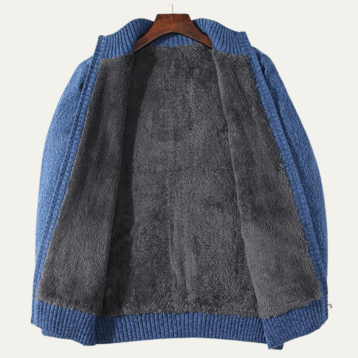 The Bellagio Men's Warm Fleece Thick Knitted Wool Cardigan