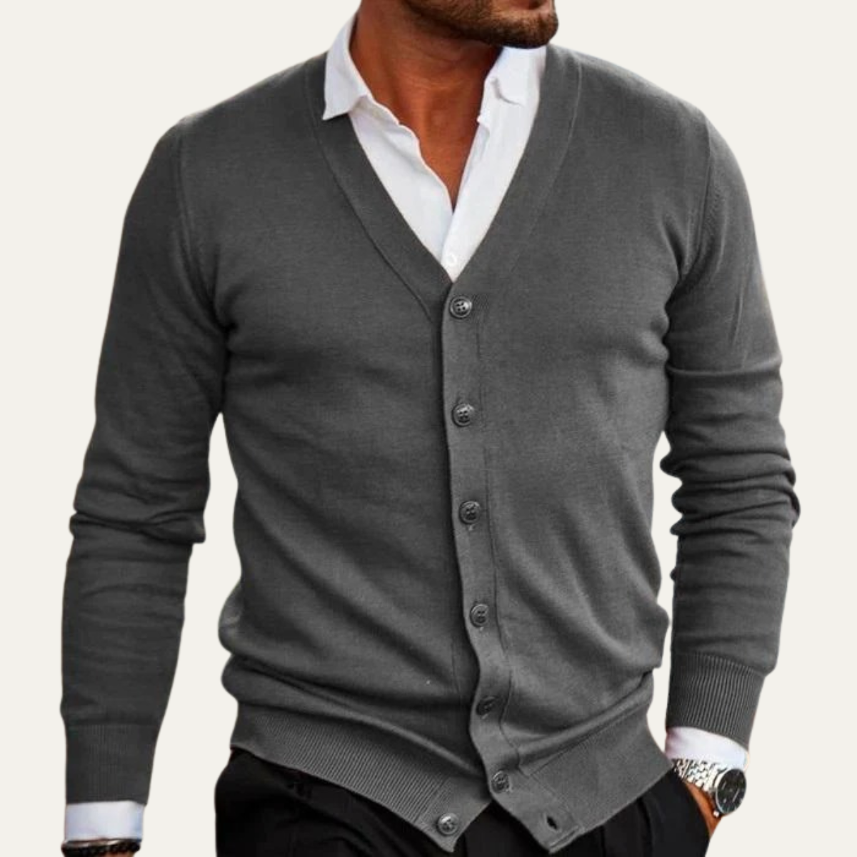 The York Men's Elegant Knit Cardigan with Buttons