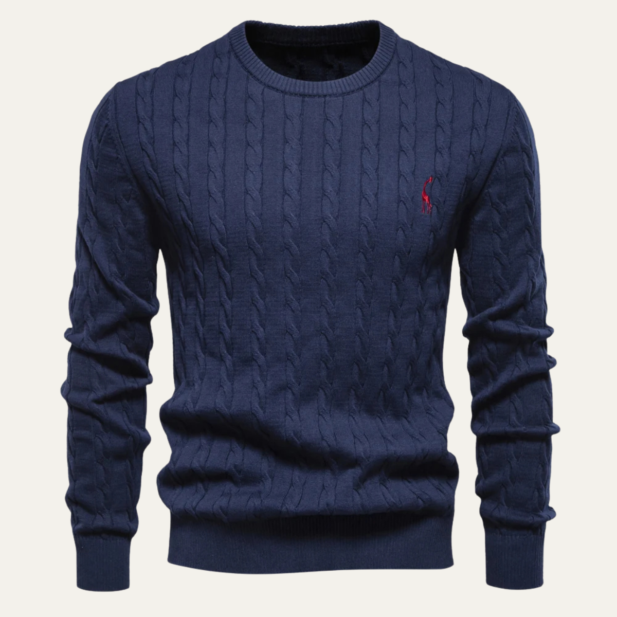 The Lincoln Men’s Trendy Embroidered Crew Neck Cable Knit Jumper