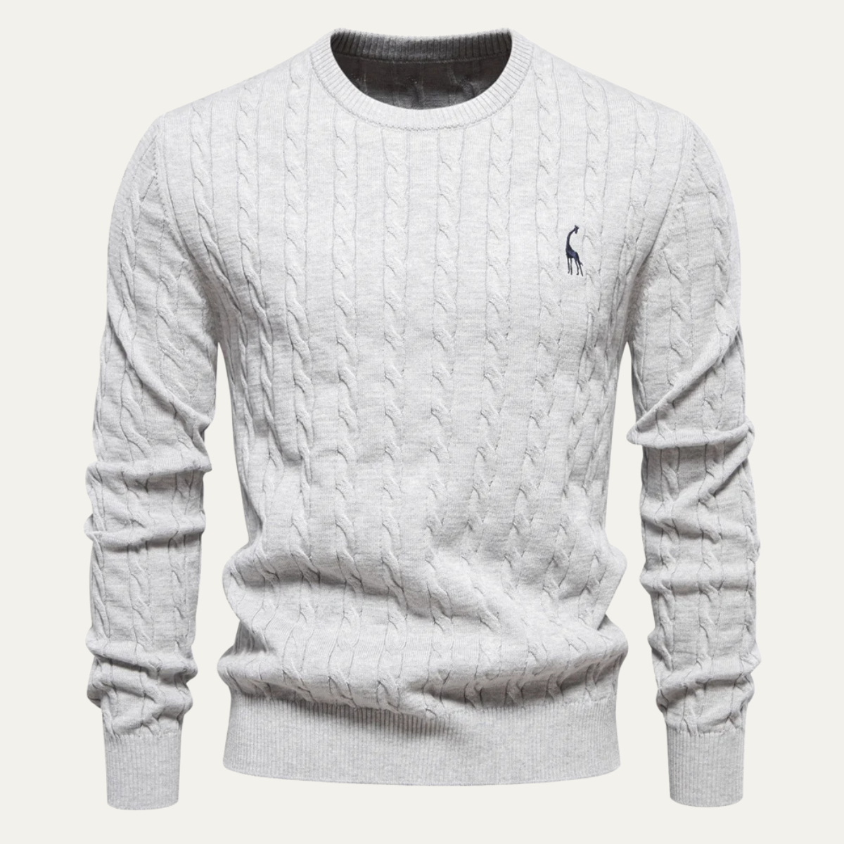 The Lincoln Men’s Trendy Embroidered Crew Neck Cable Knit Jumper