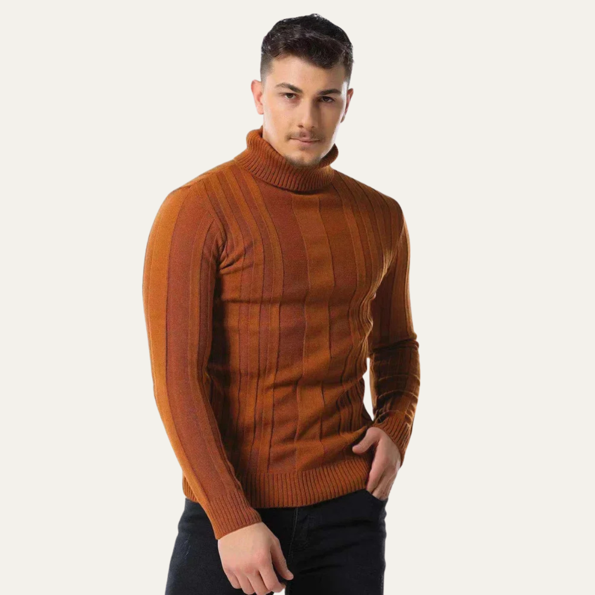 The Norwich Men’s Slim Fit Turtleneck Ribbed Jumper