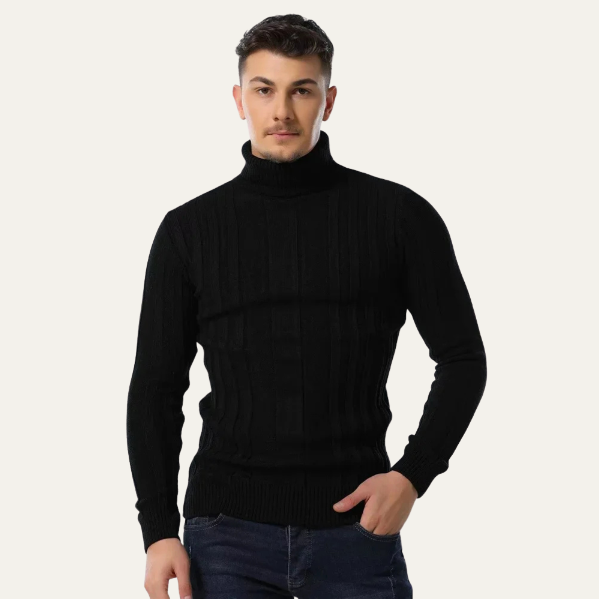 The Norwich Men’s Slim Fit Turtleneck Ribbed Jumper